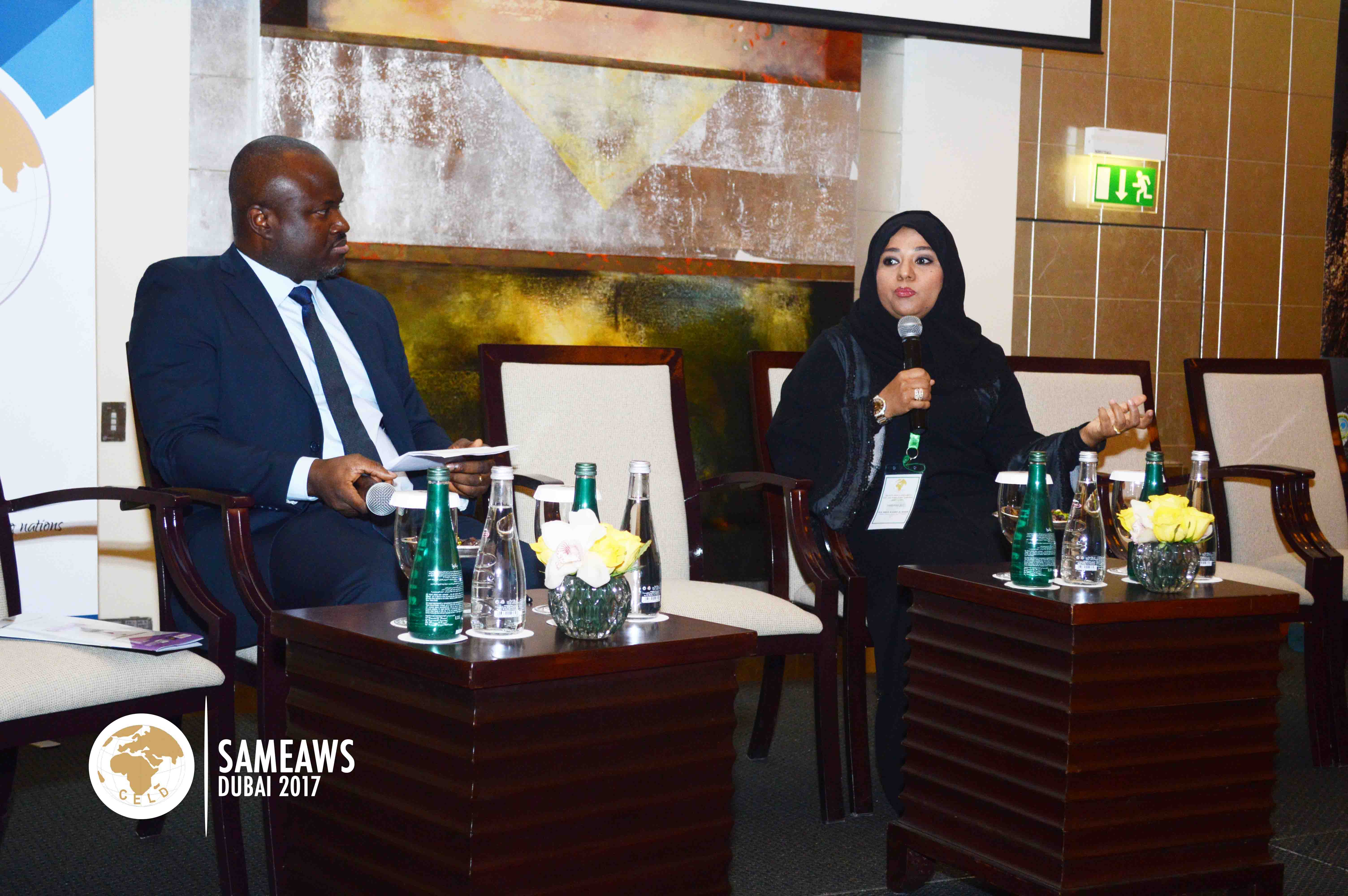 (L-R) Dr. Ken Giami (Dir. & member CELD), H.E Amna Al Nakhi (DG. Govt. of Sharjah)